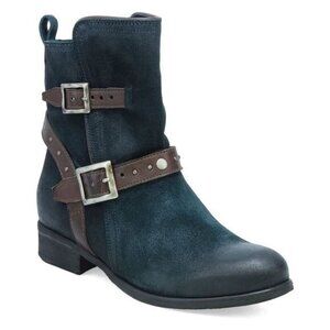 Miz Mooz Sammie Indigo Blue Buckle Ankle Boots Size 38 7.5-8 M